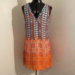 My Michelle V Neck Sleeveless Lined Boho Womens Dress/Tunic Size M